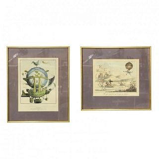Pair of Framed Whimsical French Prints