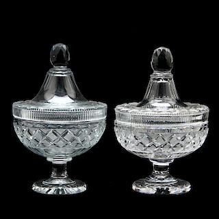 Pair of Anglo Irish Lidded Sweet Meat Dishes