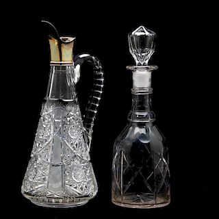 Cut Glass Decanter and Ewer