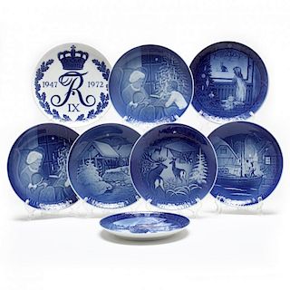 Eight Royal Copenhagen Cabinet Plates