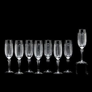Gorham, Eight Crystal Champagne Flutes