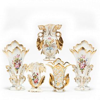 Group of Paris Porcelain Vases