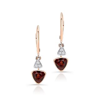 Garnet & Diamond Earring In 14k Rose Gold
