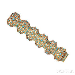 Gold and Turquoise Bracelet