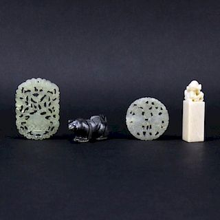 Grouping of Four (4) 19/20th Century Jade and Hardstone Items. I