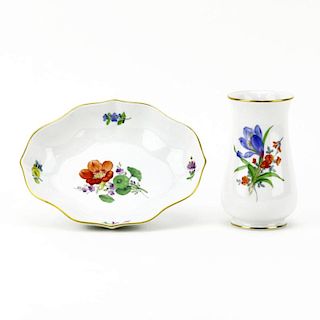 Grouping of Two (2) Meissen Porcelain Tabletop Items.