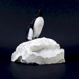 Attributed to Peter Mueller, Rock Crystal Specimen and Penguin Grouping