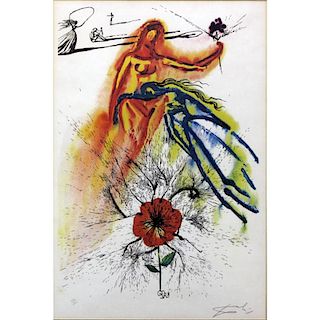Salvador Dalí, Spanish (1904-1989) Color etching "Alice in Wonderland Alice's Evidence"
