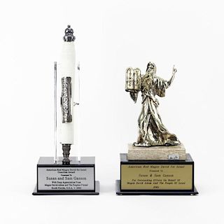 Grouping of Two (2) Sterling Silver Judaic Torah Scroll and Moses Figurine
