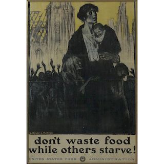 U.S. Food Administration Original World War I "Don’t Waste Food While Others Starve!"
