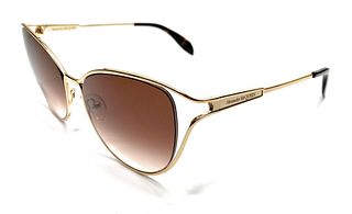 Alexander McQueen AM0194S 002 Gold Women's  Sunglasses 58 mm