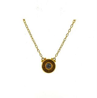 Gurhan 24k Gold Black Stone Pendant Necklace