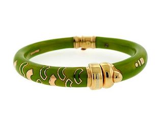 La Nouvelle Bague 18k Gold Sterling Green Enamel Bracelet