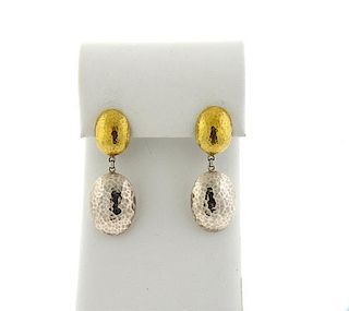 Gurhan Sterling 24k Gold Hammered Drop Earrings