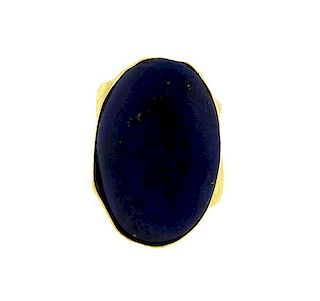 Vintage Large 18k Gold Lapis Lazuli Ring