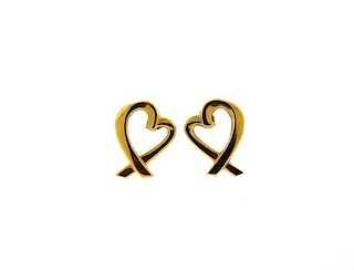 Tiffany &amp; Co Picasso 18k Gold Loving Heart Earrings