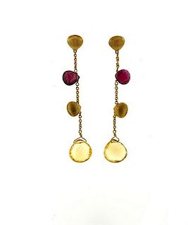 Marco Bicego Paradise 18k Gold Gemstone Drop Earrings