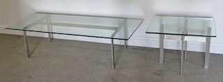 Set of Midcentury Stainless Steel Coffee Tables.