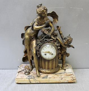 Quality French Gilt Bronze Figural Clock On