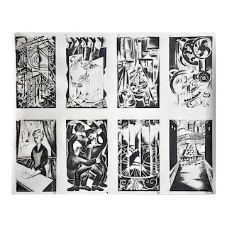 Natalia Goncharova, An Uncut Sheet with 8 Signed Lithographs, c. 1920