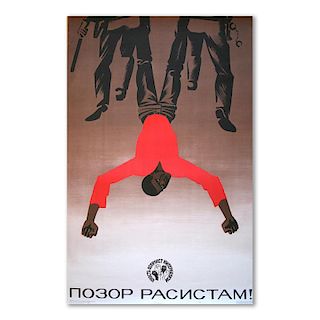 Soviet Anti-Racists Propaganda Poster by V. Karakashev, 1972