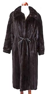 Full Length Black Mink Coat with Belt