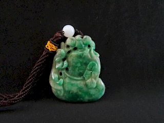 Chinese Green Jade (Feicui) jade Pendant. 5.5cm x 4.7cm