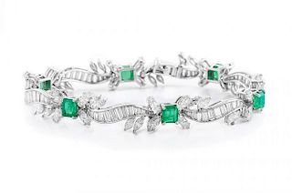 A 1950s Emerald and Diamond Bracelet
