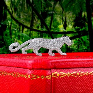 A Rare Diamond Panther Pin, by Cartier