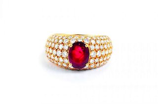 A Burmese Ruby and Diamond Gold Ring, by Chaumet