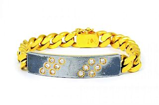 A Gold Diamond Link Bracelet, by Bulgari