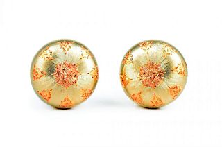 A Pair of Gold Earrings in the Style of Buccellati