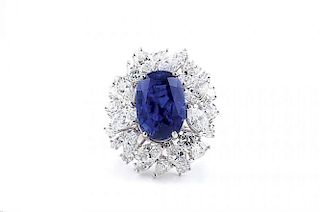 An Unheated Burmese Sapphire and Diamond Ring