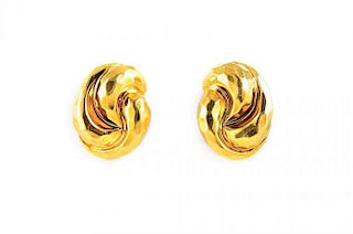 A Pair of Gold Earrings, by Henry Dunay