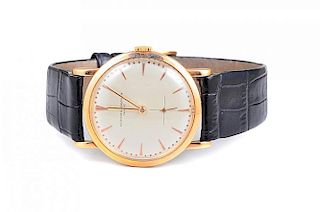 A Vintage Gold Watch With Leather Strap, by Vacheron Constantin
