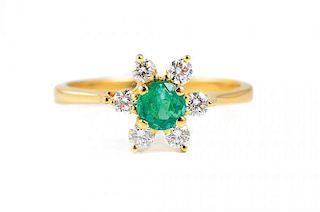 An Emerald and Diamond Gold Ring, by Tiffany & Co.