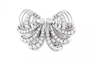 A French Diamond Double Clip Brooch