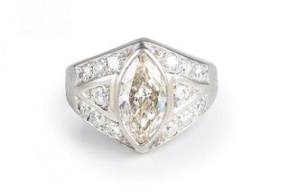 A Marquise Diamond and Gold Ring