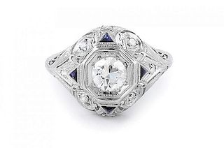 An Art Deco Diamond and Platinum Ring