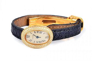 A Gold and Diamond Ladies' Watch, by Cartier