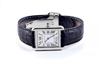 A Tank Stainless Steel Lady's Watch, by Cartier
