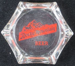 1950 Rocky Mountain Beer Glass Glass Ashtray Anaconda, Montana