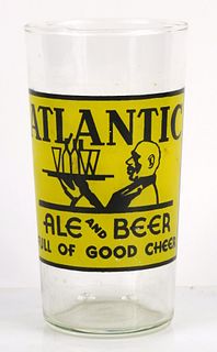 1937 Atlantic Ale and Beer 5¼ Inch Tall Straight Sided ACL Drinking Glass Atlanta, Georgia
