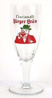 1947 Cincinnati Burger Brau Beer Flared Top ACL Drinking Glass Cincinnati, Ohio