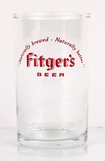 1963 Fitger's Beer 4 Inch Tall Straight Sided ACL Drinking Glass Duluth, Minnesota