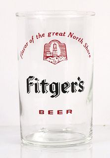 1958 Fitger's Beer 4 Inch Tall Straight Sided ACL Drinking Glass Duluth, Minnesota