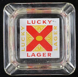 1954 Lucky Lager Glass Ashtray Los Angeles, California