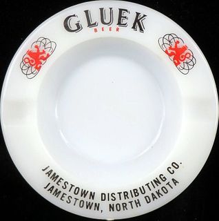 1962 Gluek Beer Jamestown Dist. Co.  North Dakota Glass Ashtray Minneapolis, Minnesota
