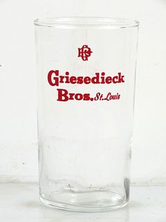1940 Griesedieck Bros. Beer 4¼ Inch Tall Straight Sided ACL Drinking Glass Saint Louis, Missouri