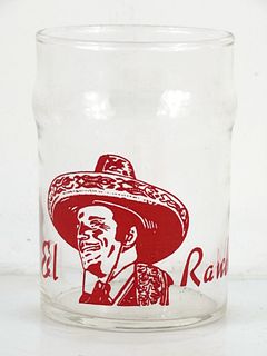 1950 El Rancho Mexican Restaurant 3¾ Inch Tall Straight Sided ACL Drinking Glass